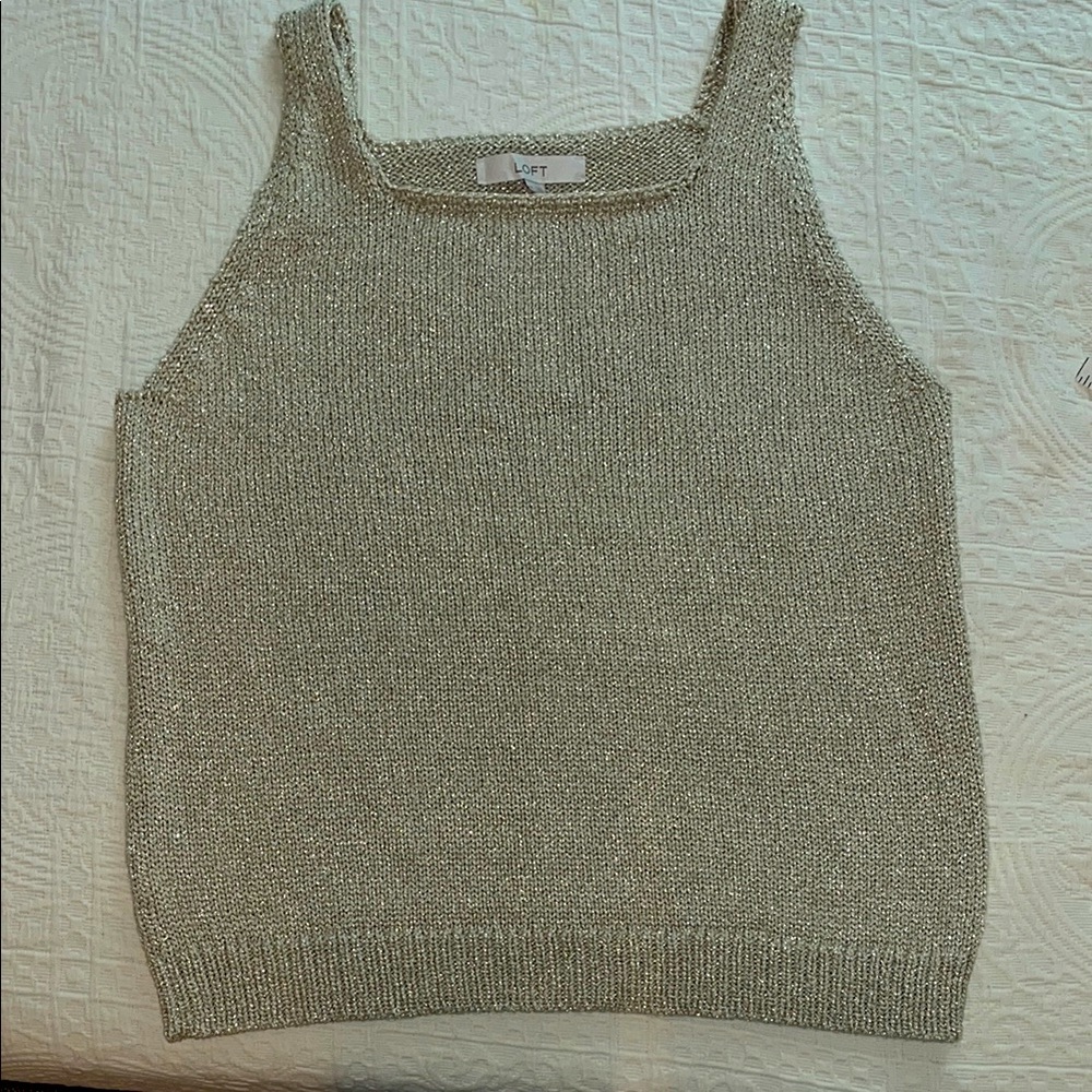 LOFT Shimmering Silver Knit Tank